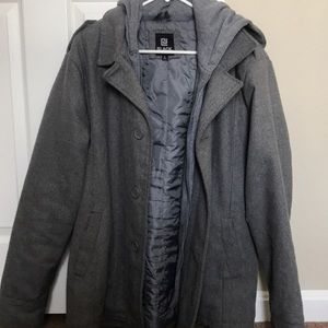 Mens peacoat with hood